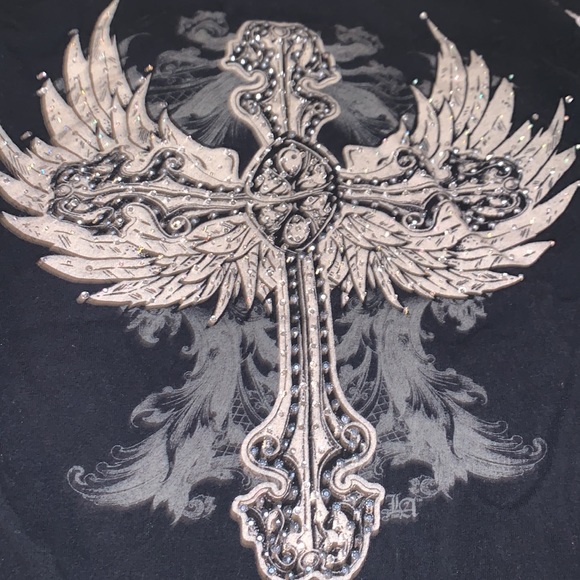 Designer Jeweled Cross Angel Wings Thick Stitching From Los Angeles Bus Stop❤️T2 - Picture 10 of 13